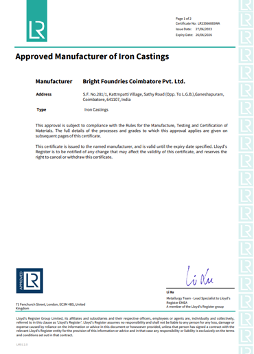 PED Certificate -Tuv Nord